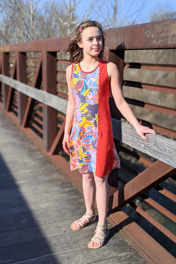 Thread Faction Girls Racer Back Tank Dress Sewing Pattern - Girl