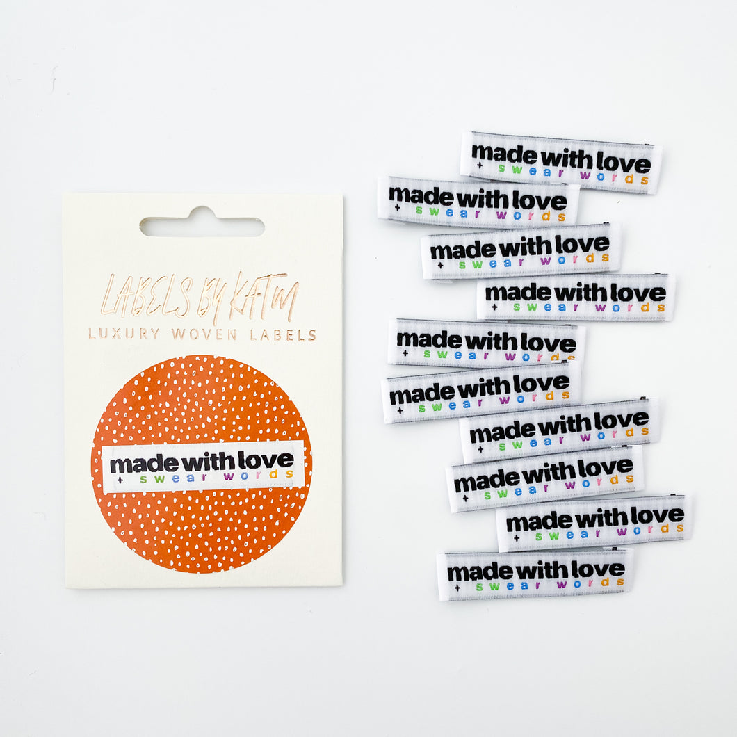 Made with Love and Swear Words Woven Labels